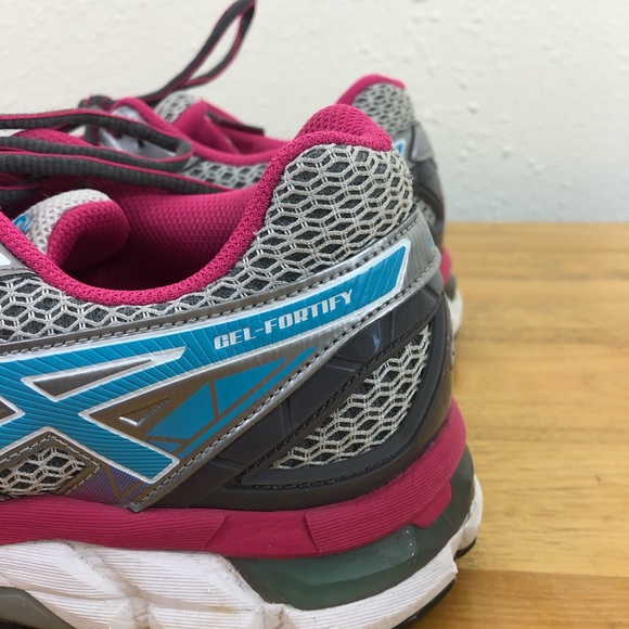 ASICS Gel Fortify Athletic Sneakers Gray Pink Blue Women’s Sz 9.5 - Picture 9 of 16